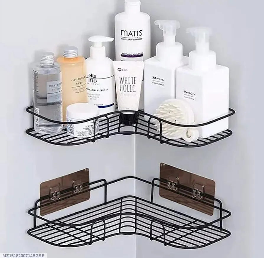 Stainless Steel Bathroom Corner Rack Black Compact
