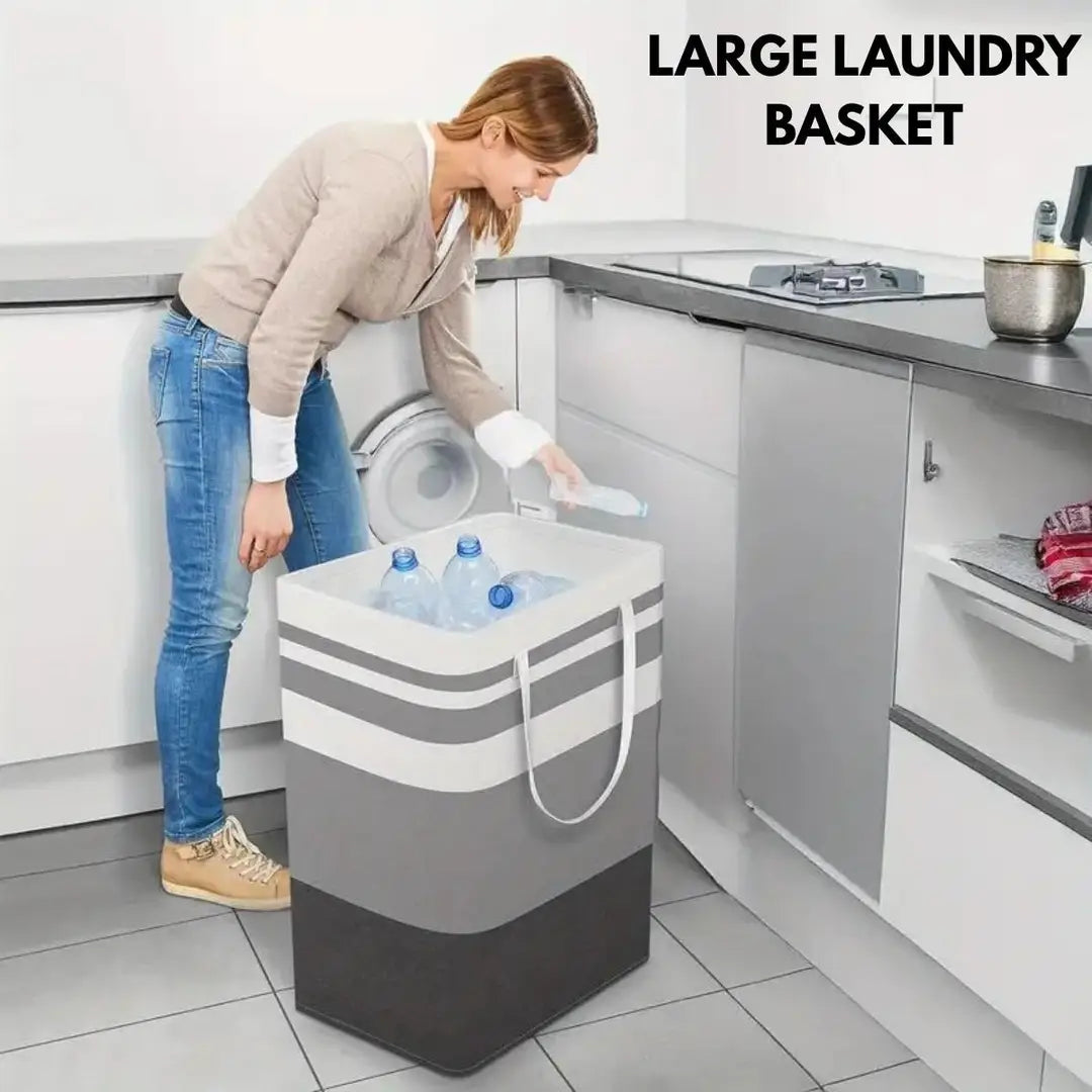 Ultra Large Cloth Laundry Basket 72L Capacity Multicolor