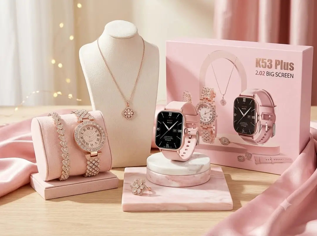 K53 Plus 5-in-1  Smartwatch & Jewelry Gift Box Set for Women