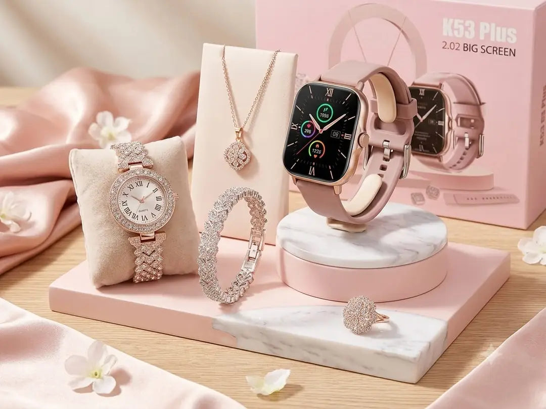 K53 Plus 5-in-1  Smartwatch & Jewelry Gift Box Set for Women
