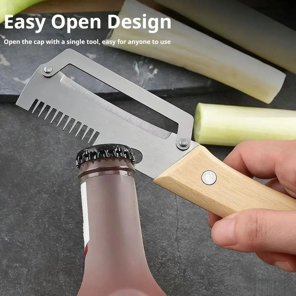 3-in-1 Multi Function Kitchen Tool with Wooden Handle